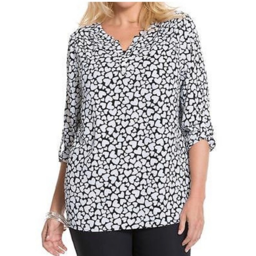 Lane Bryant Heart Print Flutter Blouse